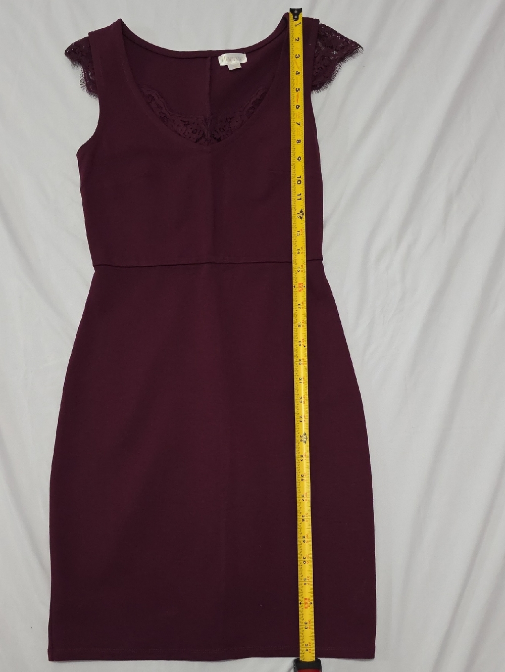 Decree Plum Lace-Trim Midi Sheath Dress Size XS - Picture 5 of 7